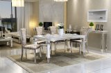 Home Furniture Marble Top Stainless Steel Frame Dining Table Set