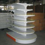 Supermarket Double Sided Shelf with Half Round Head and Fence