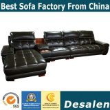Black Color Office Furniture L Shape Leather Sofa (A848-2)