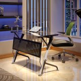 Modern Style Glass and Steel Computer Desk