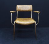 Dining Room Gold Metal Leather Chair with Armrest Dining Chair