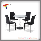 Hot Sale Round Tempered Glass Dining Table Set with 4 Chairs (DT103)