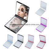 8 LED Makeup Travel Mirrors Mini Portable Folding Compact Hand Cosmetic Make up Pocket Mirror with 8 LED Light for Women