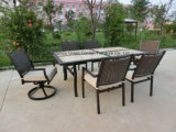 Outdoor Furniture Dining Ceramic Table with Swivel Chair