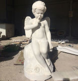 Pure White Marble Little Angel Cherub Statue