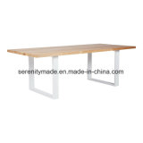 Industrial Style Restaurant Wooden Rectangle Dining Table with Metal Legs