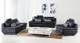 Italian 1+2+3 Living Room Genuine Black Leather Sofa  S-2026