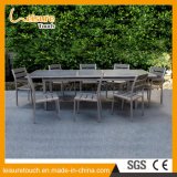 Cheap Garden Patio Party Furniture Scalable Dining-Table Rectangle Plastic Wood Aluminum Metal Chair Table Set for Sale