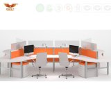 Fsc Forest Certified Approved by SGS Typical Workstation Design Wooden Glass Customized 4-Person Office Desk