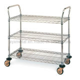 3 Tiers Chrome Shelf Cart Rolling Wire Mesh Shelving