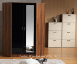 Wooden High UV Gloss Corner Wardrobe with Mirrored