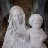 White Marble Statue of St. Mary & Baby Jesus, Religious Sculpture
