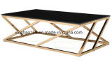 Bent Glass Coffee Table with Golden Color