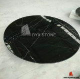 Round Shape Black Marble Coffee Top Dinner Table for Interior