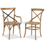 Rch-4002 French Style Rattan Wood Solid Oak Cross Back Chair