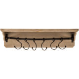 Wholesale Gray Wood Shelf with Metal Arch & Hooks