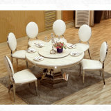 Luxury Round Stainless Steel Metal Base Marble Top Dining Table for Restaurant