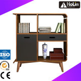 Home Furniture Walnut Wooden Bookcase with Drawer