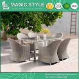 Outdoor Wicker Dining Set with Cushion Rattan Dining Chair with Sunproof Fabric Garden Rattan Dining Table