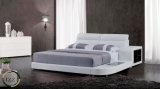 Sweden White Leather LED Lighting Bed