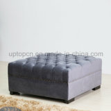Living Room Furniture Square Upholstery Gray Fabric Cube Stool (SP-ES133)