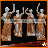 Four Season Women God Garden Statues with Pink Onyx Carving