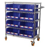 Good Quality Wire Shelving Trolly with Plastic Bins for Sale