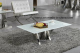Living Room Furniture Lightning Shape Glass Top Stainless Steel Base Coffee Table