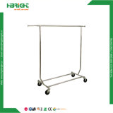 Rolling Single Bar Clothes Rack Collapsible Commercial Garment Rack