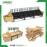 Supermarket Store Display Metal Wooden Fruit and Vegetable Stand Rack and Gondola Shelf for Sale