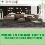 Elegant Genuine Modern Furniture Wooden Leather Corner Sofa