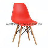 EMS Side Chair Green Seat Natural Wooden Legs Dining Room Chairs No Arms Molded Plastic Seat Dowel Leg
