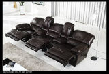 Electric Recliner Cinema Chair Real Leather Lounge Sofa Power Recliner Chair with Console Black