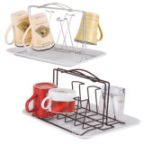 Eco Friendly Wall Mounted Metal Hanging Cup Shelf with Drainer Plate