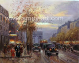 European City Street Scenes Canvas Wall Art Oil Painting for Home Decor