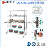 High Quality Metal Chrome Plate Restaurant Kitchen Shelving with Wheels