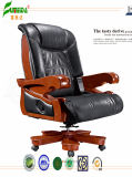Swivel Leather Executive Office Chair with Solid Wood Foot (FY1310)
