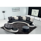 Latest Round Sofa Design Black and White Leather Sofa 8023