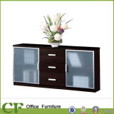 Walnut Wood Glass Door Low Cabinet Shelf Cabinet (CD-82206)