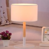 Modern Fashionable and Simple White Desk Light Fabric Wooden Table Lamp