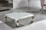 Living Room Furniture Tempered Glass Top Stainless Steel Base Square Coffee Table