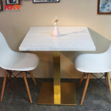 Glossy Artificial Stone Solid Surface White Square Dining Table
