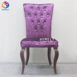 Hot Sale Stackable Wood Imitation Purple Fabric Aluminum Dining Chair