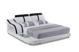 Convenient Adjustable Head Leather Bed with LED Illumination
