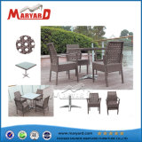 . Brown Synthetic Rattan Modern Dining Table with 4 Chairs