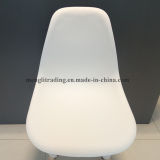 White EMS Side Chairs Seat Natural Wooden Legs Childrens Room Chairs No Arm Molded Plastic Seat Dowel Leg