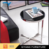 Modern Black Glass Side Table Stainless Steel Coffee Table