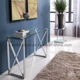 Rectangle Tempered Glass Top Console Table
