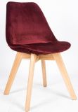 Fully Velvet Covered Beach Wood Legs Chair