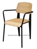 Modern Metal Dining Restaurant Coffee Wooden Standard Arm Chair